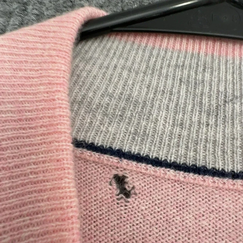 Peter Millar Sweater Men L Pink Cashmere Quarter Zip Mock Neck Preppy Minimalist